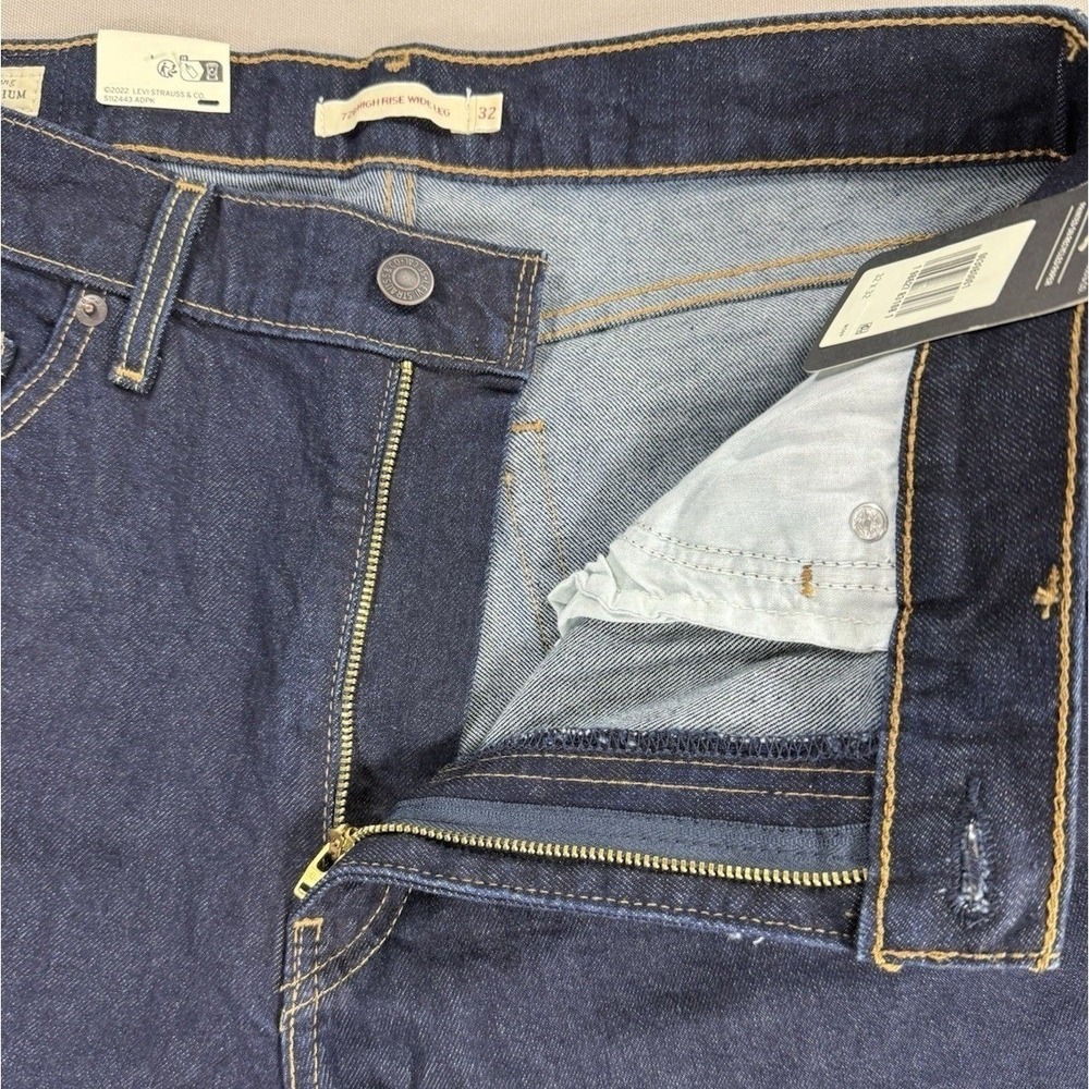 Levi's 728 Jeans Women's 32x32 Premium High-Rise Wide Leg Denim Stretch Blue NWT - Picture 12 of 15